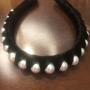 Velvet Pearl Embellished Headband